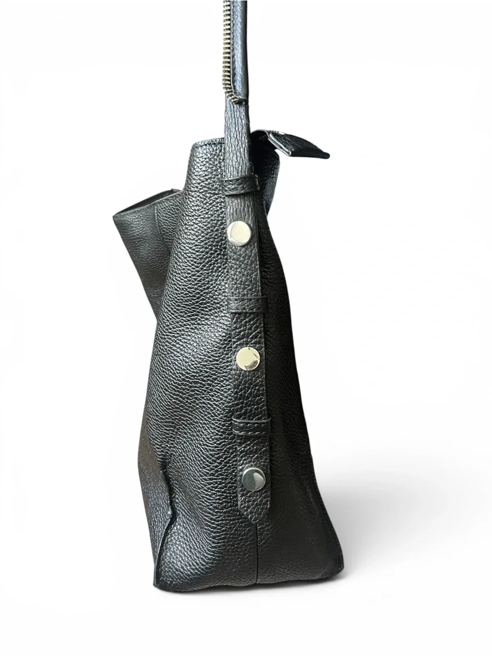 Botkier Soho Hobo Black Pebbled Leather Y2K Moto Shoulder Bag